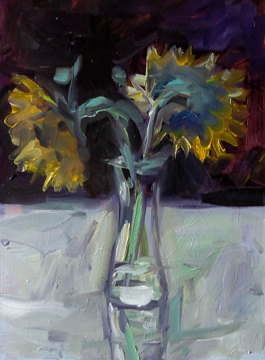 Martin Sander, “sun flowers”, oil on board, 30 X 22 cm, 2014
